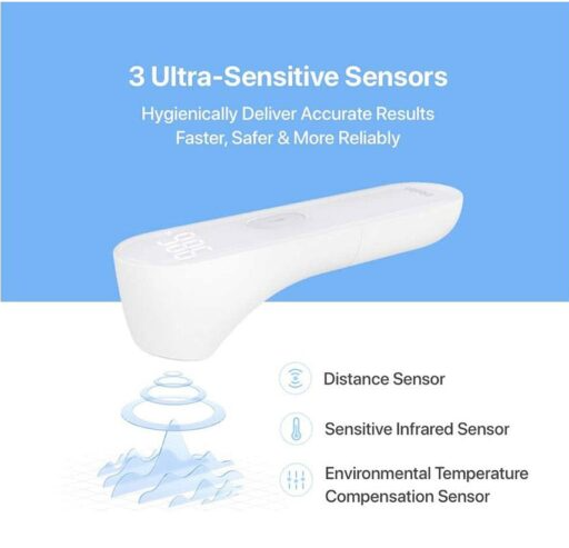 iHealth No-Touch Forehead Thermometer, Digital Infrared Thermometer for Adults and Kids, Touchless Baby Thermometer with 3 Ultra-sensitive Sensors(PT3)
