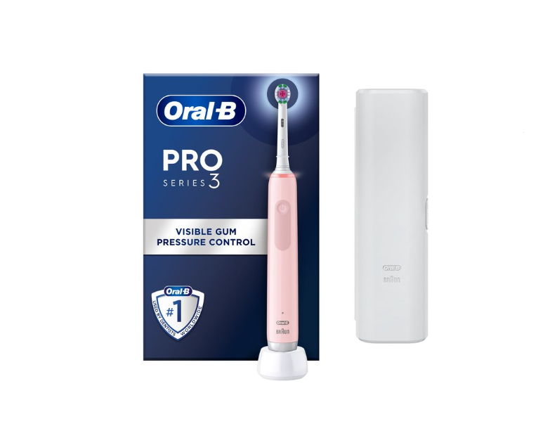 Oral-B Pro 3 3500 Pink 3D White Electric Toothbrush with Travel Case