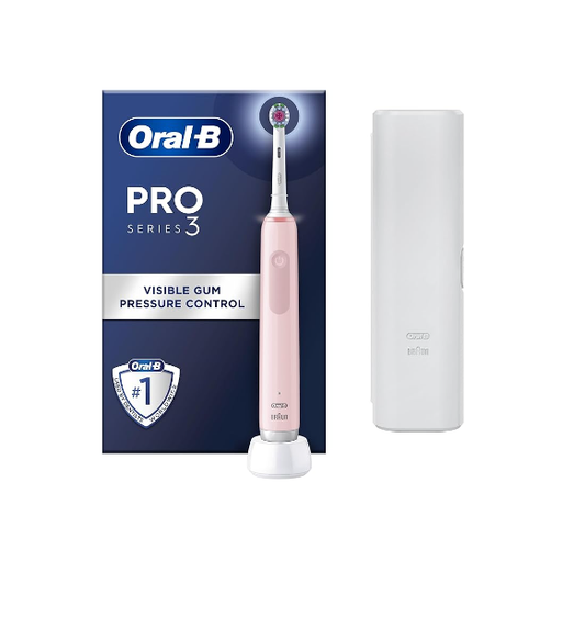 Oral-B Pro 3 Electric Toothbrushes For Adults, Gifts For Women / Men, 3D White Toothbrush Head & Travel Case