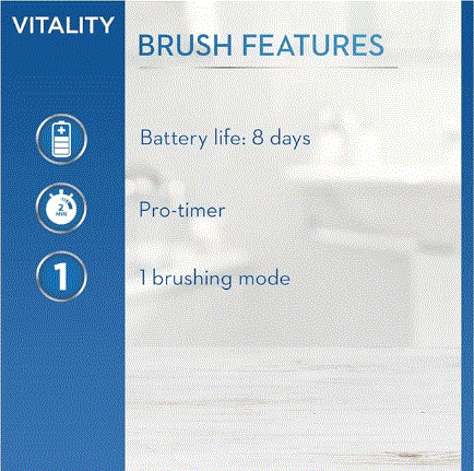 Oral-B Vitality Plus Electric Toothbrush, 1 Handle, 2 Cross Action Toothbrush Heads, 1 Mode with 2D Cleaning, 2 Pin UK Plug, Blue & White