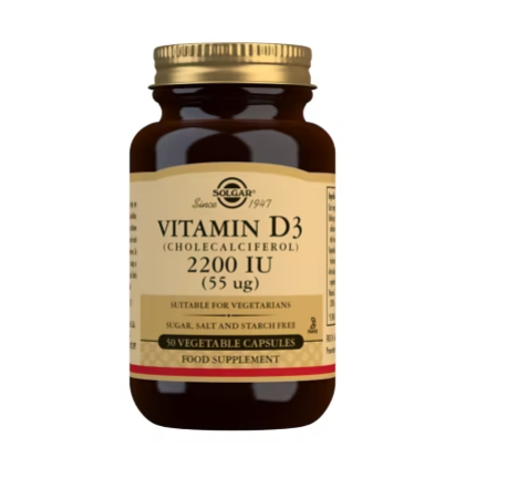 Solgar Vitamin D3 (Cholecalciferol) 2200 IU (55µg) - 50 Capsules
