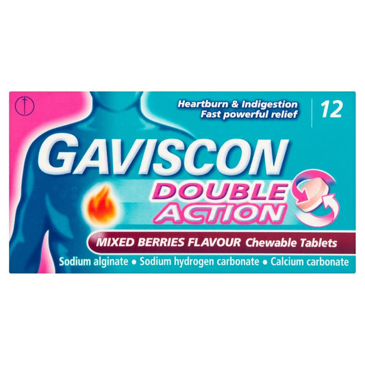 Gaviscon Double Action Chewable Tablets Mixed Berries 12 Tablets