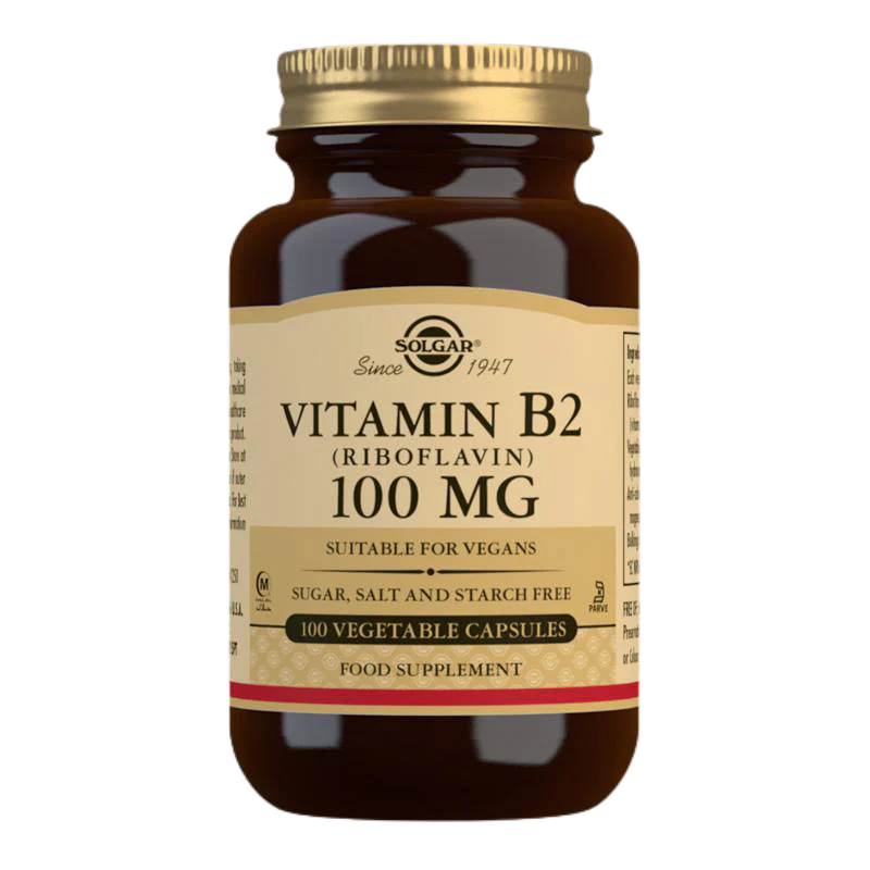 Solgar Vitamin B2 (Riboflavin) 100 mg Vegetable Capsules  - Pack of 100