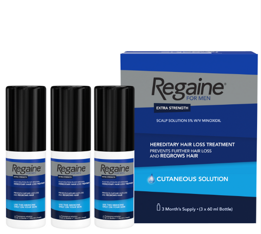 REGAINE FOR MEN EXTRA STRENGTH SCALP SOLUTION HEREDITARY HAIR LOSS TREATMENT – CONTAINS MINOXIDIL